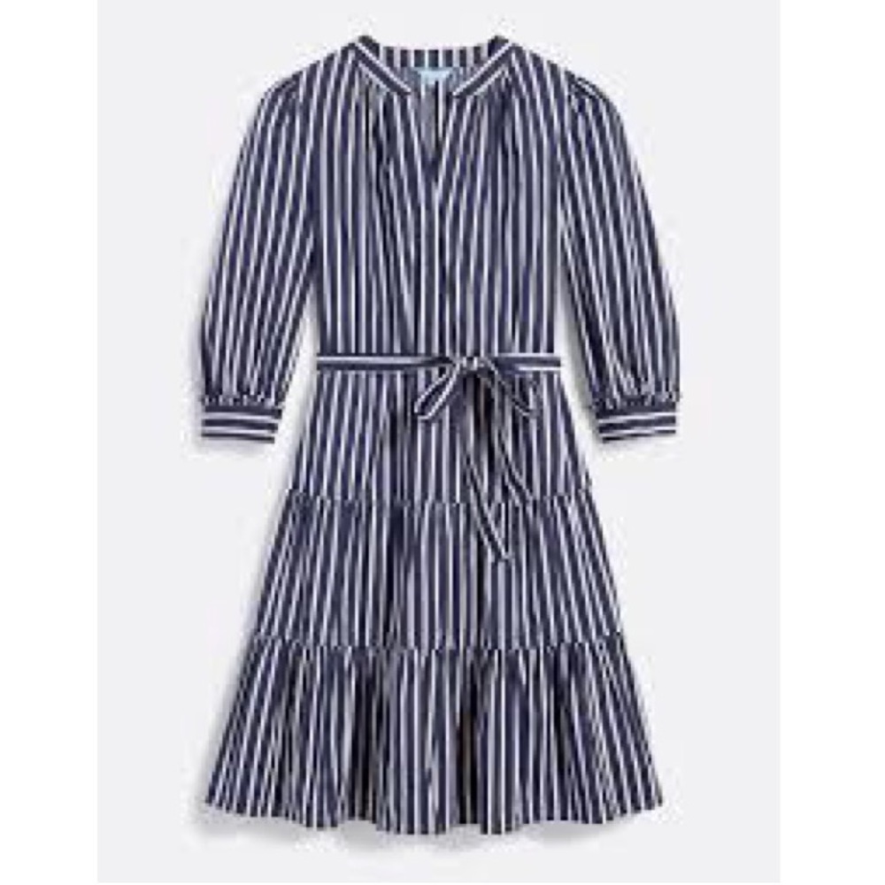 Draper James Loretta Navy and White Striped Cotton Dress - Picture 3 of 12